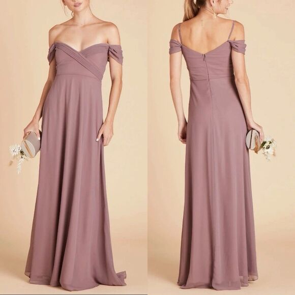 Birdy Grey Dresses & Skirts - NWT Birdy Grey Spence Bridesmaid Dress Size Small Dark Mauve Off-Shoulder Gown